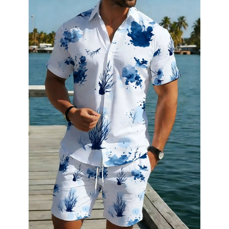 Beach Shirt Hawaiian - Erkek Yazlık Hawaii Gömlek Şort Takımı