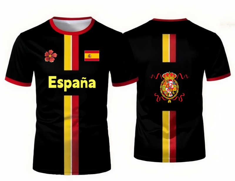 Summer Clothing In Spanish - 2026 İspanyol Futbol Forması Desenli Tişört