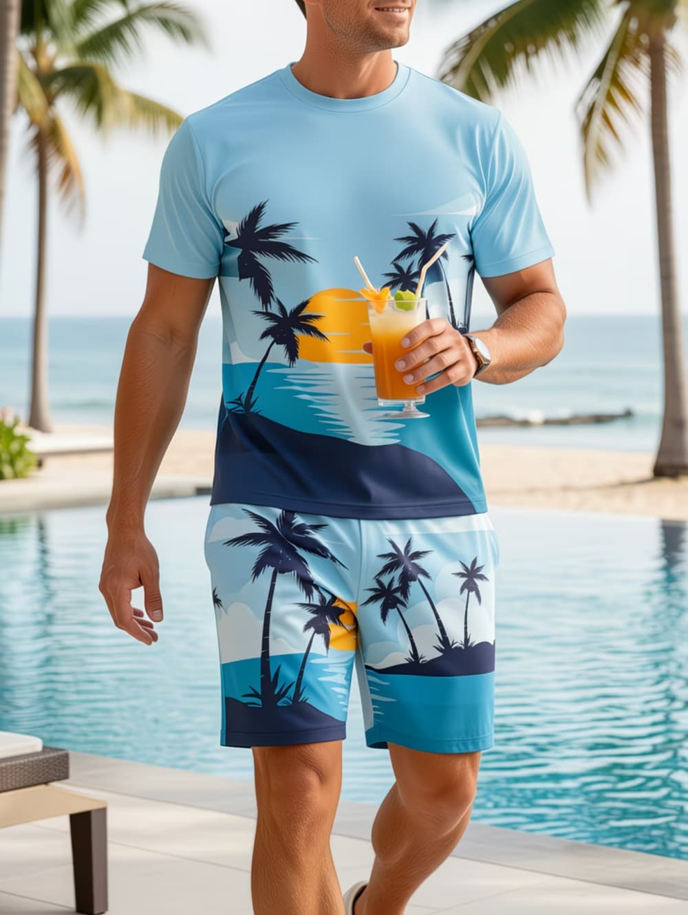 Beach Shirt Hawaiian - 2026 Erkek 2 Parça Takım Hawaii