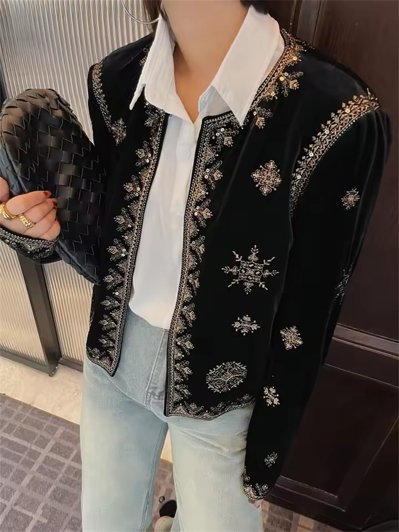 Crew Clothing Summer Jacket - Moda İşlemeli Siyah Ceket Kadın Giyim