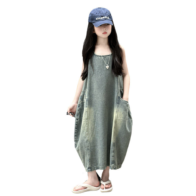 Summer Clothing Girl - Vintage Mavi Çocuk Kız Yüksek Kaliteli