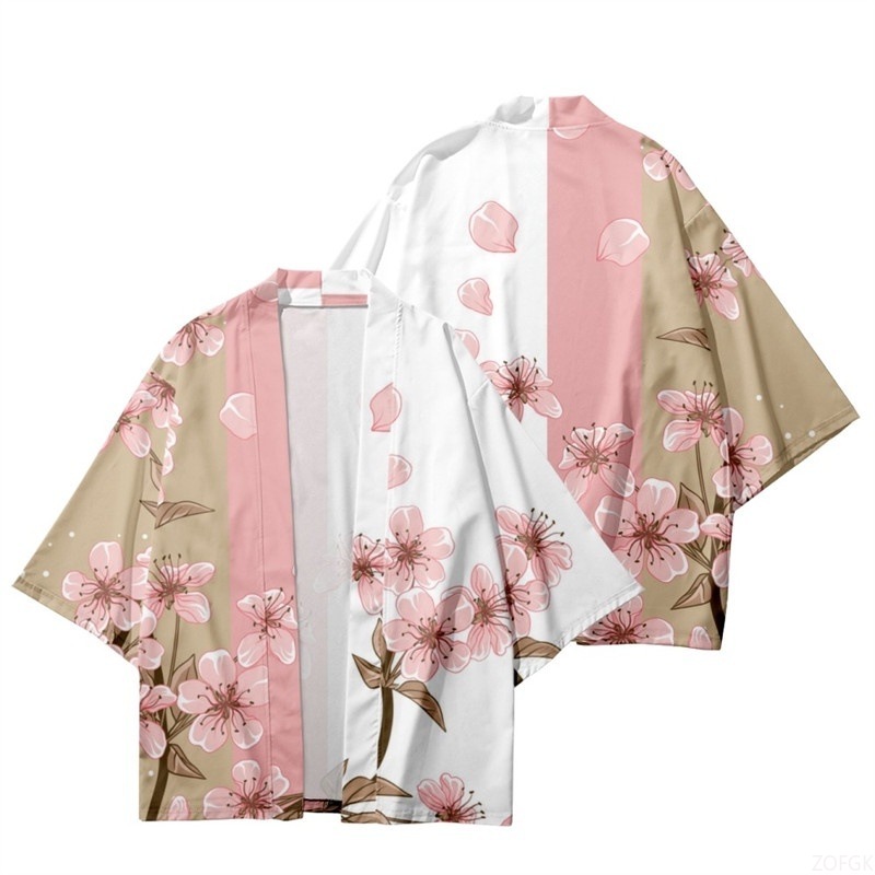 Beach Shirt Hawaiian - Yaz Kadın Çiçek Baskı Kimono Erkekler