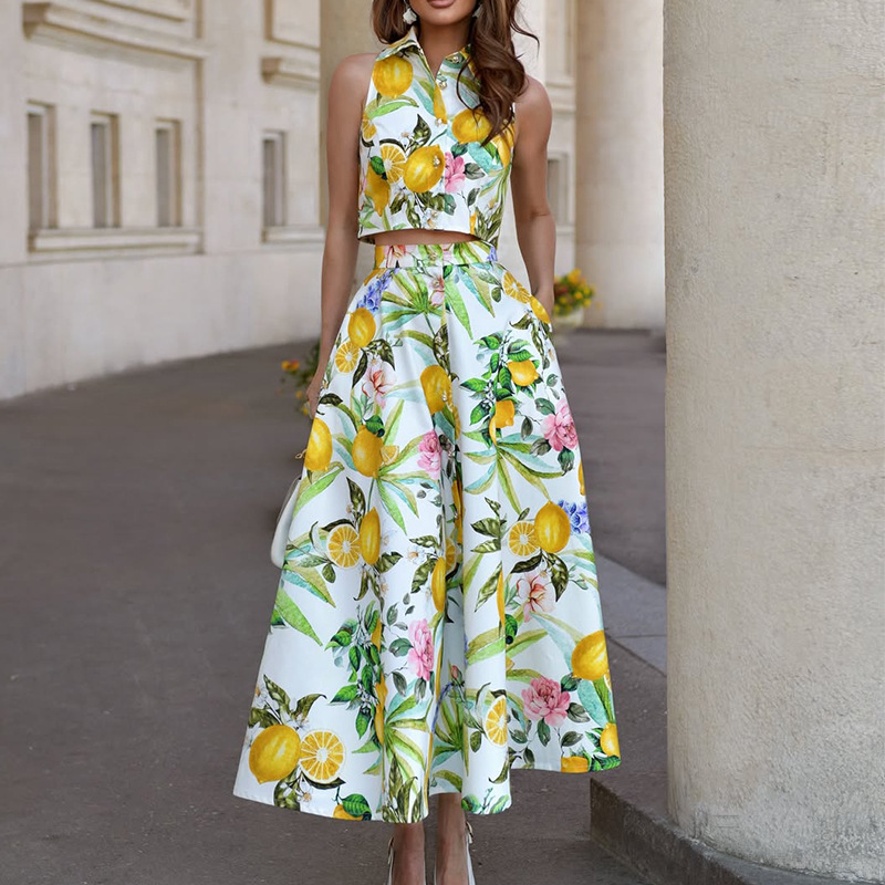 Summer Clothing Girl - Kadın Modası Limon Baskılı Kolsuz Bluz