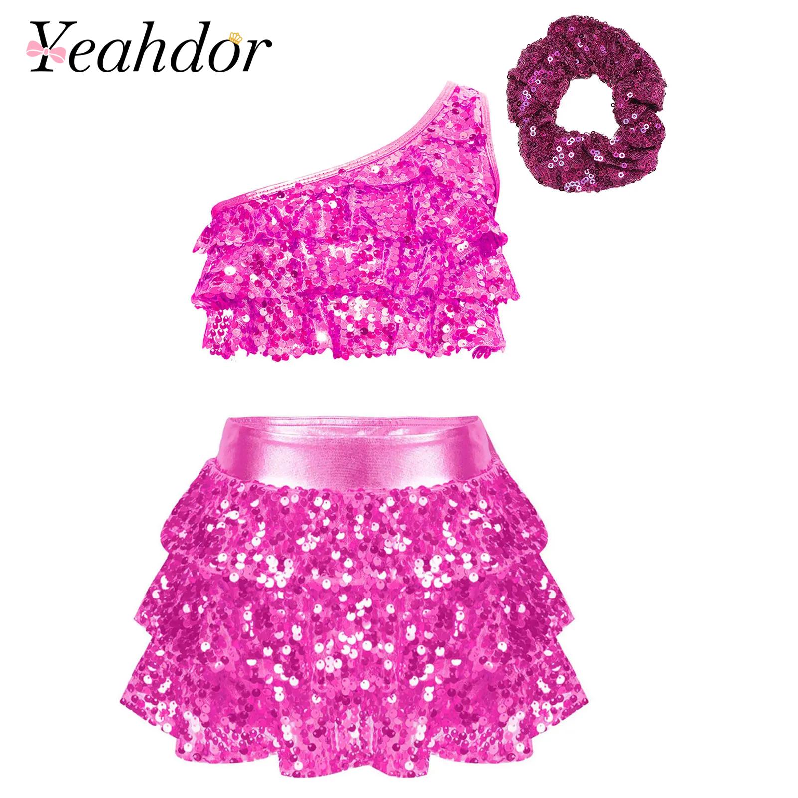 Summer Clothing Kids - Çocuk Kız Parlak Pul Latin Caz