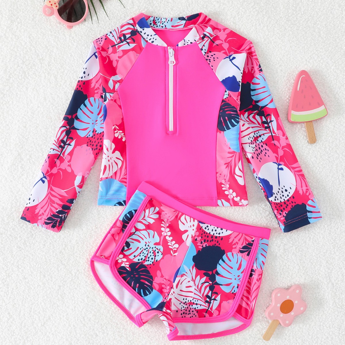 Kız Çocukları Yaprak Baskılı 2 - Rash Guard Long Sleeve incelemesi ve fiyatı