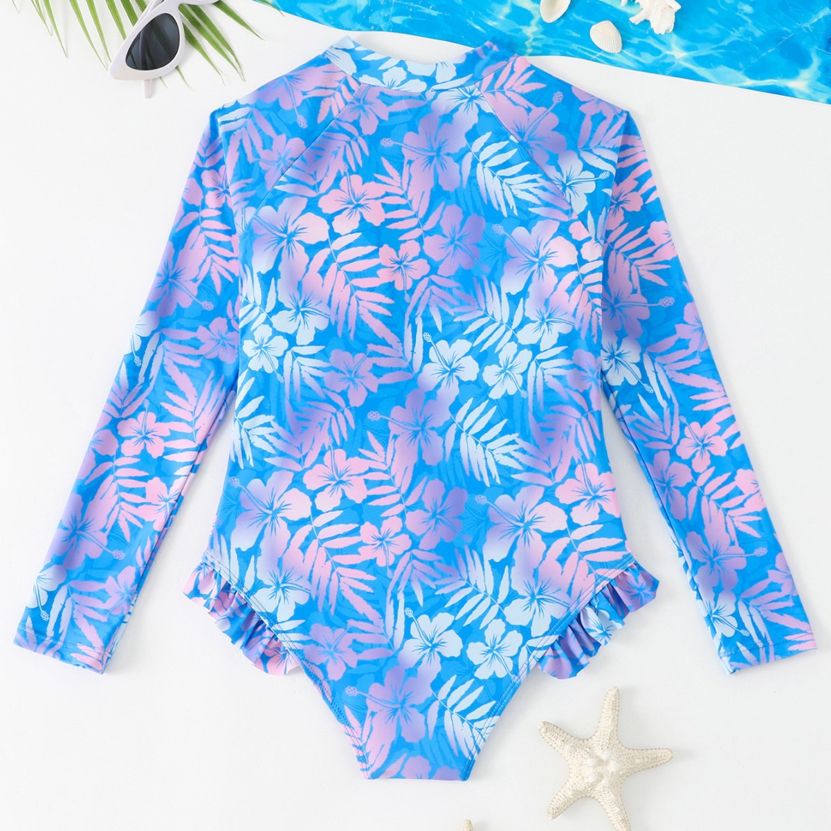 Kızlar Degrade Hibiscus Baskı  - Rash Guard Long Sleeve incelemesi ve fiyatı