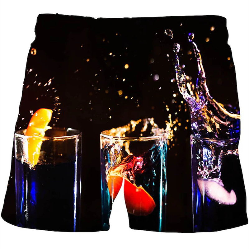 Bira 3D grafik şort erkekler y - Summer Vacation Clothing Men incelemesi ve fiyatı